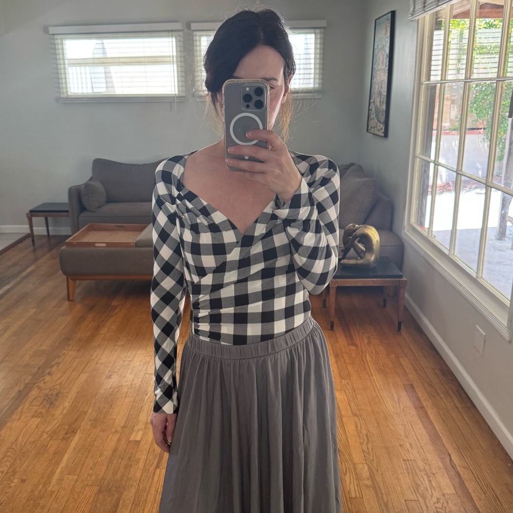 Vintage Norma Kamali Black and White Gingham Top
